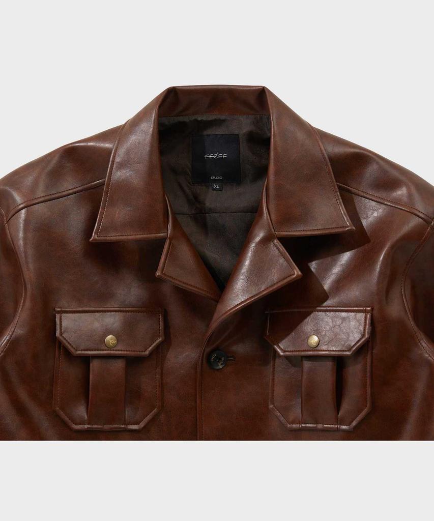 Ffeff Studio Leather Single Safari Jacket (Brown)