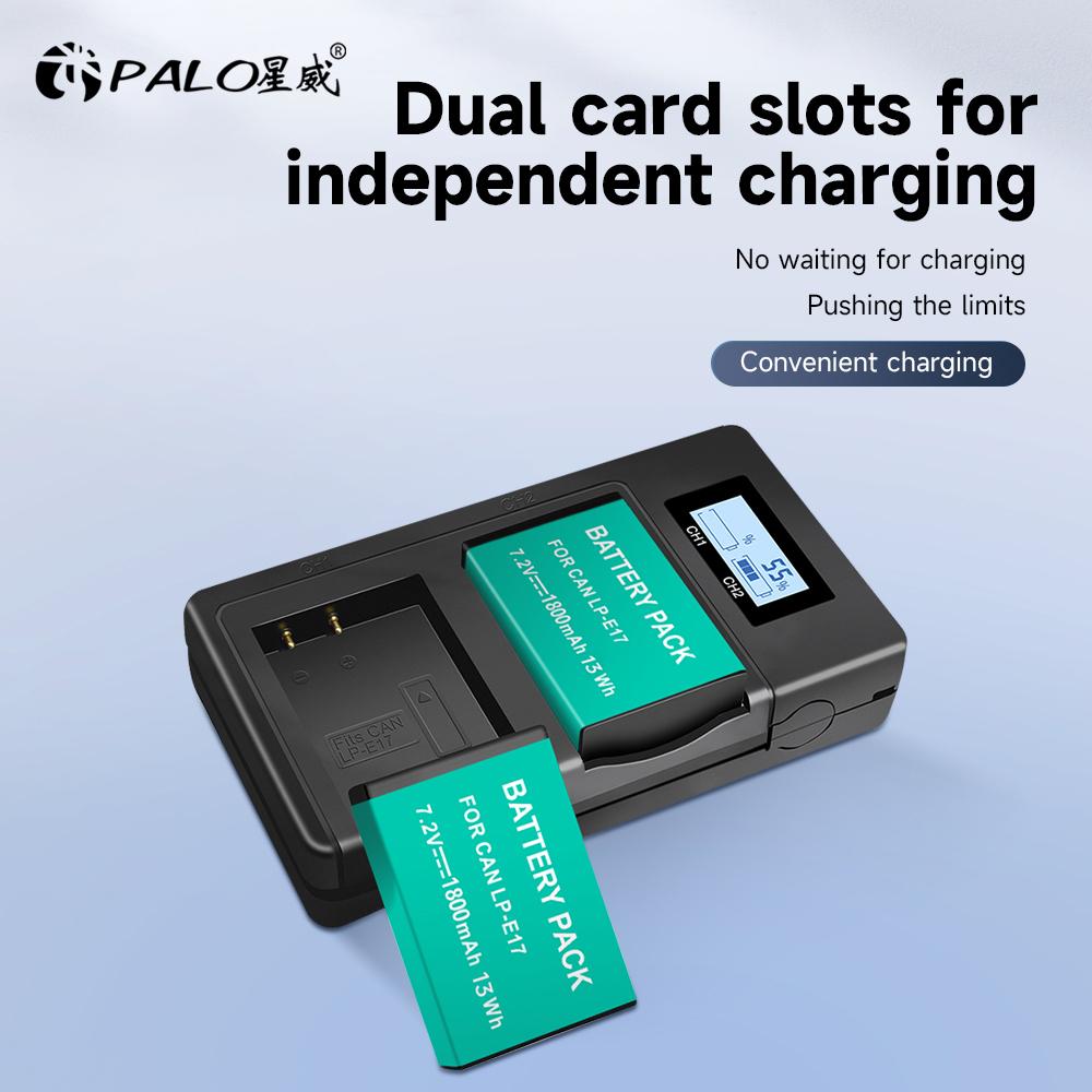 PALO LPE17 LP E17 LP-E17 аккумулятор для камеры + ЖК-дисплей USB двойное зарядное устройство для Canon EOS M3 M6 200D 750D 800D 8000D 760D T6i T6s Kiss X8i
