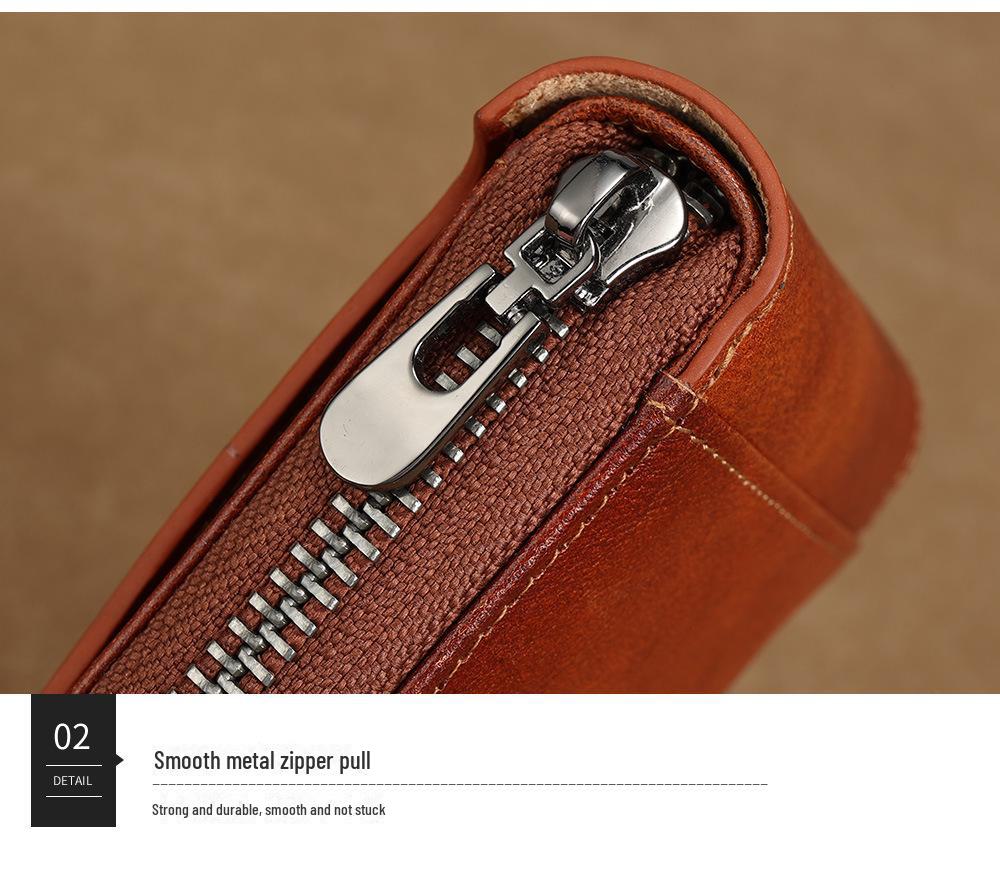 Мужской кожаный кошелек с пряжкой и молнией - многофункциональный, с карманом для монет