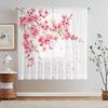 2Pc Cherry Blossom Print Curtains, Polyester Fabric, Machine Washable, Suitable For Bedroom And Living Room Decoration