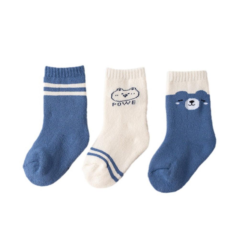 Зимние плюшевые утолщенные теплосберегающие теплые мультяшные милые детские носки средней длины