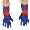 Princess Cosplay Gloves Royal Blue Satin Gloves with Ruffles And Red Bow Girls Cosplay Gloves for Costume Parties Stage Performances
