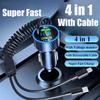 350 Вт USB автомобильный зарядный адаптер для телефона с выдвижным кабелем светодиодный монитор напряжения 4 в 1 супер быстрая зарядка для iPhone D3V0