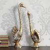 Dancing Cute Swan Couple Statues Decorative Bird Figurines Showpieces