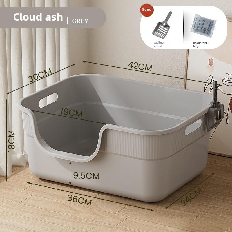 Extra Large Splash-Proof Cat Litter Box with High Sides
