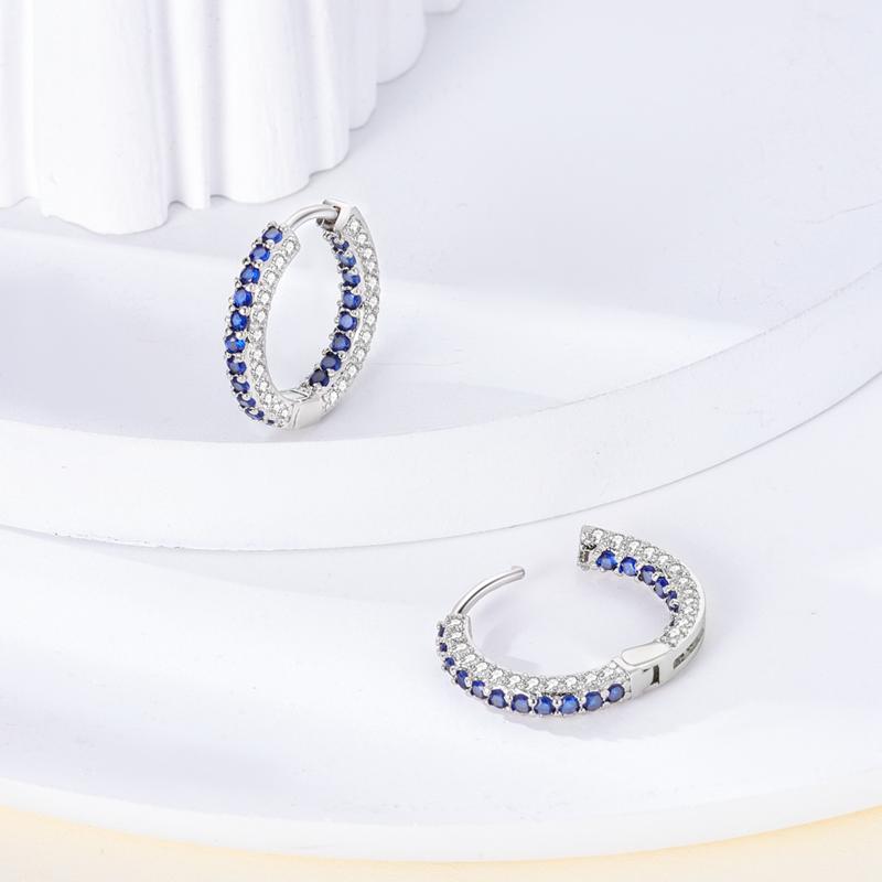 Серьги-кольца с синим цирконием для женщин, серебро 925 пробы, оригинальные серьги с цирконием, серьги U-образной формы, звезда, луна, роскошные ювелирные изделия, подарок