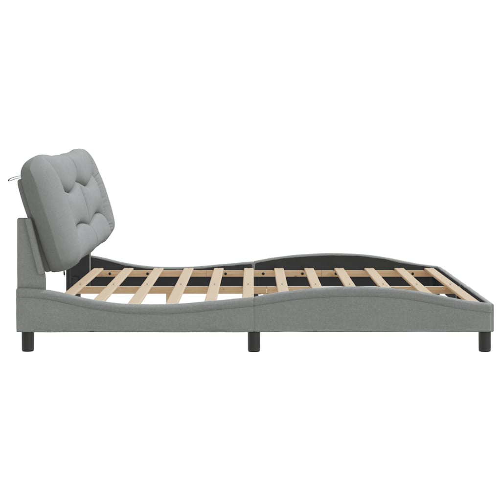 LED Bed Frame without Mattress Hvar Light Grey 200x200 cm Fabric