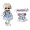Rakulifey Obitsu 11 Clothes One Piece OB11 Size Costume Set Clothes Doll Clothes Hair Ornament Obitsu Doll Clothes Set 1/12 2-piece