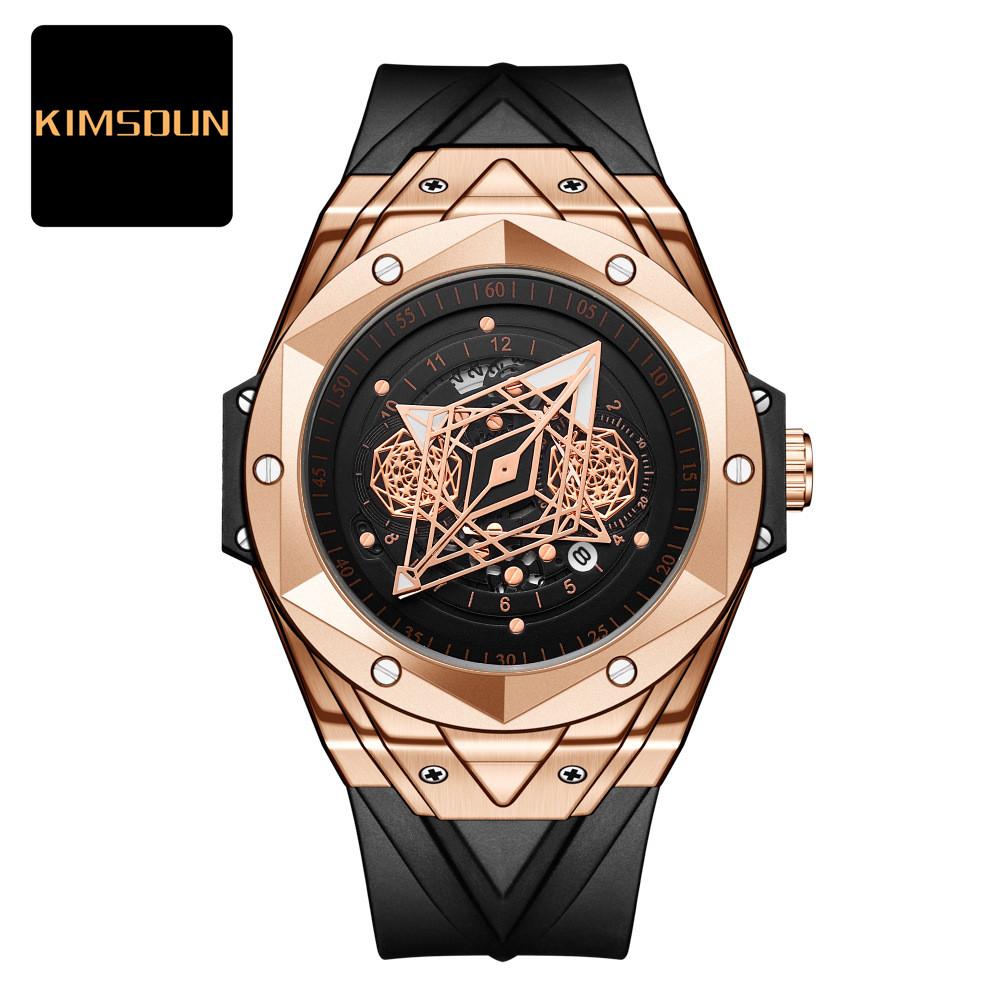 KIMSDUN Часы мужские топовые брендовые роскошные часы мужские модные трендовые татуировки водонепроницаемые силиконовые кварцевые настольные