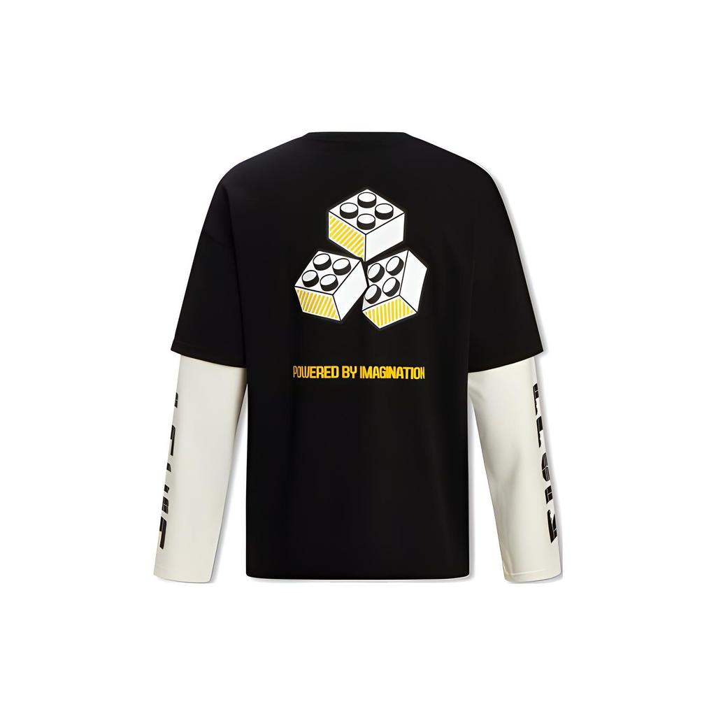 Футболка Levis Lego Collaboration Series из двух частей с принтом букв, унисекс, с длинным рукавом, черная A5439-0001