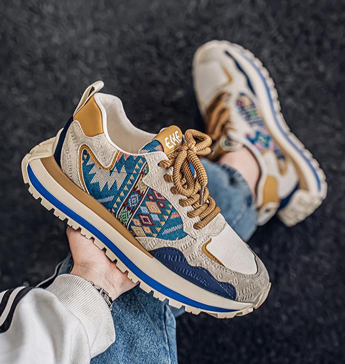 Весенне-осенняя мужская обувь, трендовая модная обувь с принтом и вышивкой, спортивная повседневная обувь, удобная толстая подошва