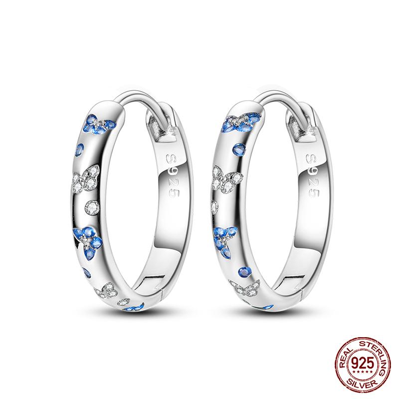 Серьги-тюльпаны из стерлингового серебра 925 пробы для женщин, двойные серьги-кольца в виде бабочки из кубического циркония, изящные помолвочные украшения