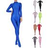Womens Full Body Jumpsuit Sports Gym Yoga Tights Bodysuit Mock Neck Long Sleeve Footed One Piece Jumpsuit Clubwear Sportwear
