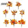 Seasonal Fabric Flower Bouquet Artificial Fall with Pumpkins Maple Leaves Wheat Berries, Faux Autumn Home Decor for Thanksgiving Centerpieces, Floral