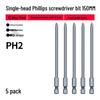 Strong Magnetic Phillips S2 Single Head Hex Shank Screwdriver Bit for Hand Drill - Super Hard, Small Head.
