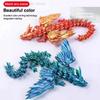 3D-печатная разноцветная фигурка дракона-самоцвета с подвижными суставами, вращающаяся, шарнирная, западная, для настольного компьютера, фигурка-действие, поделка
