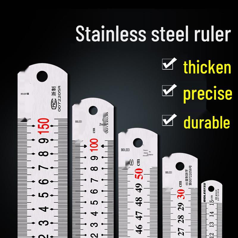 Высокоточная линейка из нержавеющей стали - Длины 15 см/30 см/50 см, Утолщенное железо, Длина 1 метр.