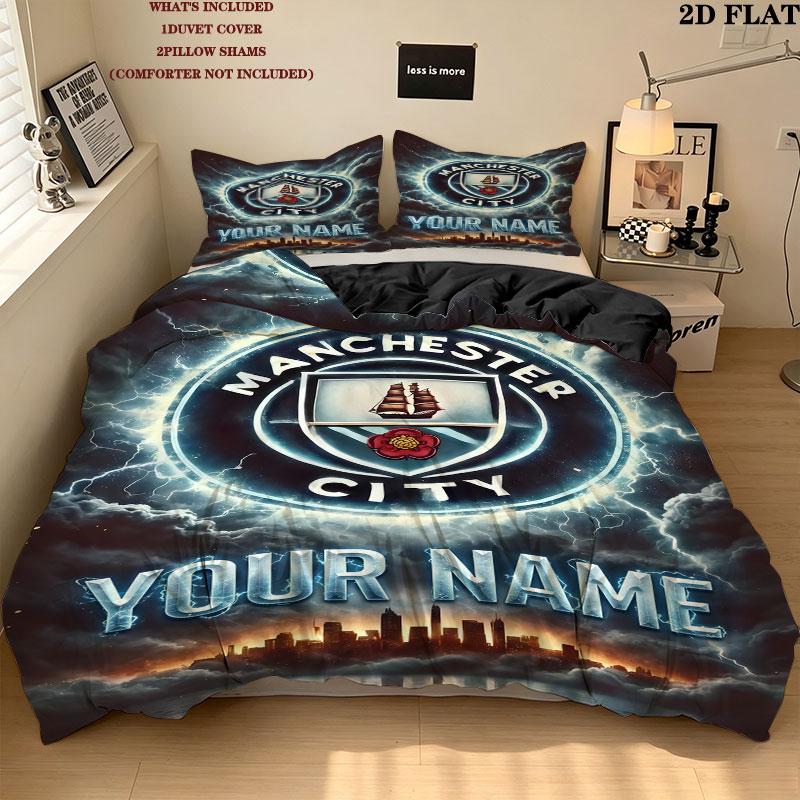 Custom Mcfc Bedding Quilt Set Quilt Cover Pillowcase Home Decoration Birthday Gift (1 * duvet cover + 2 * pillowcase, without core)