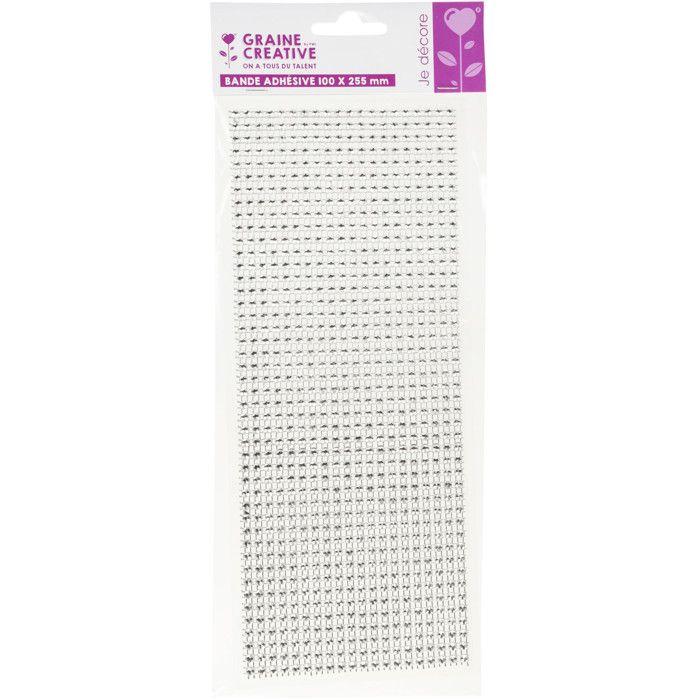 Plaque de strass adhésive 10 x 25 cm Argenté