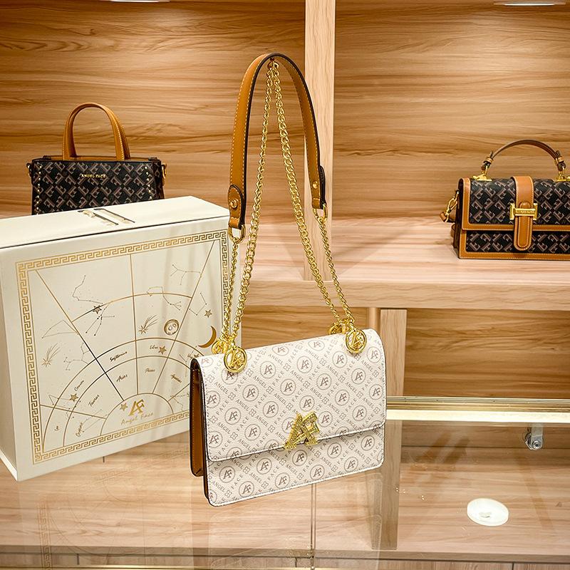 Кожаная женская сумка, новинка 2023 года, маленькая квадратная сумка с цепочкой, модная универсальная сумка через плечо, маленькая сумка премиум-класса Sense