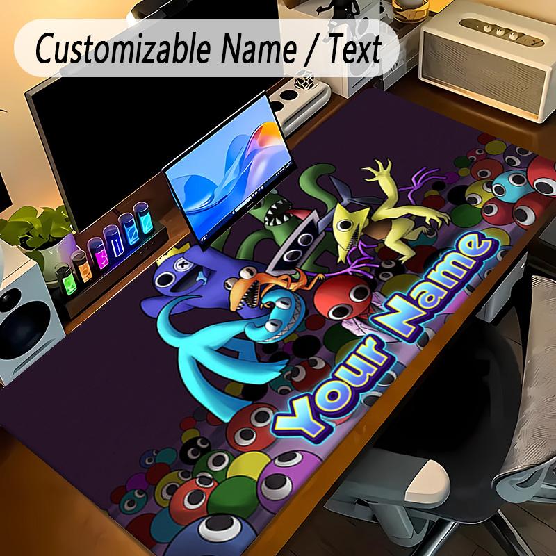 Large Mouse PadRainbow Friends Custom Name Text Personalized Desk Mat Non Slip Gaming Pad
