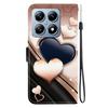 Handmade PU Leather Flip Case for Xiaomi 14T / Xiaomi 14T Pro Anti-Slip Shockproof Cover with Wrist Strap & Heart/Rose Cat Designs