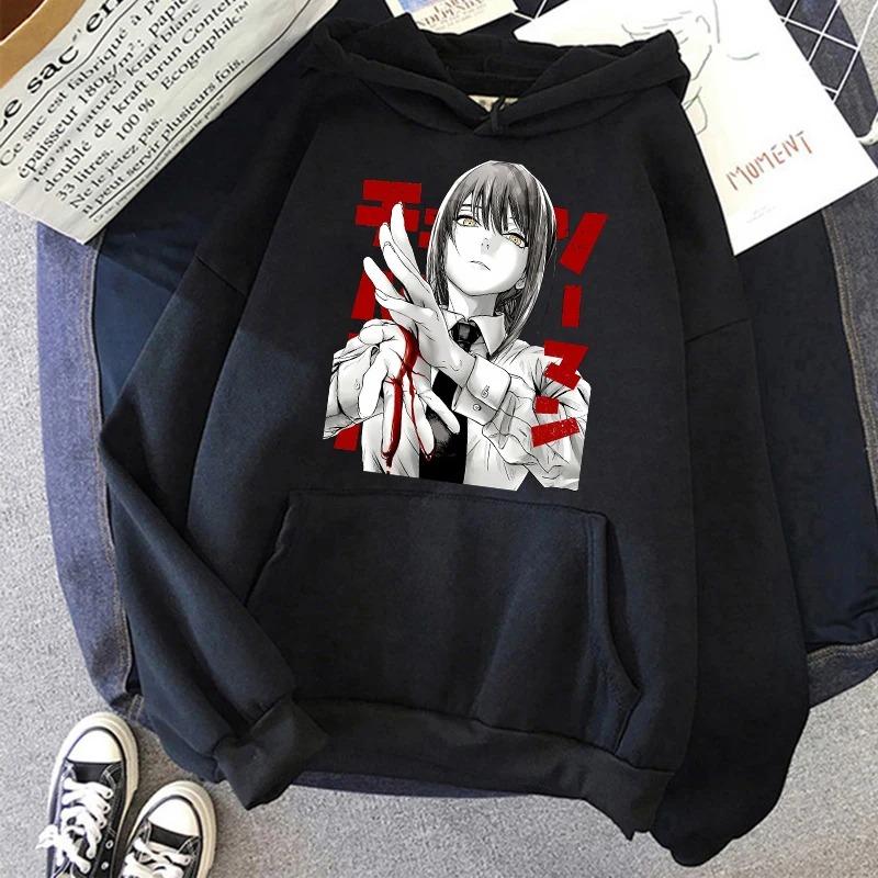 Женская толстовка с капюшоном в стиле аниме «Цепная пила», толстовка в стиле Харадзюку, женский пуловер с длинным рукавом, повседневные топы, пуловер для активного отдыха, молодежная популярная одежда