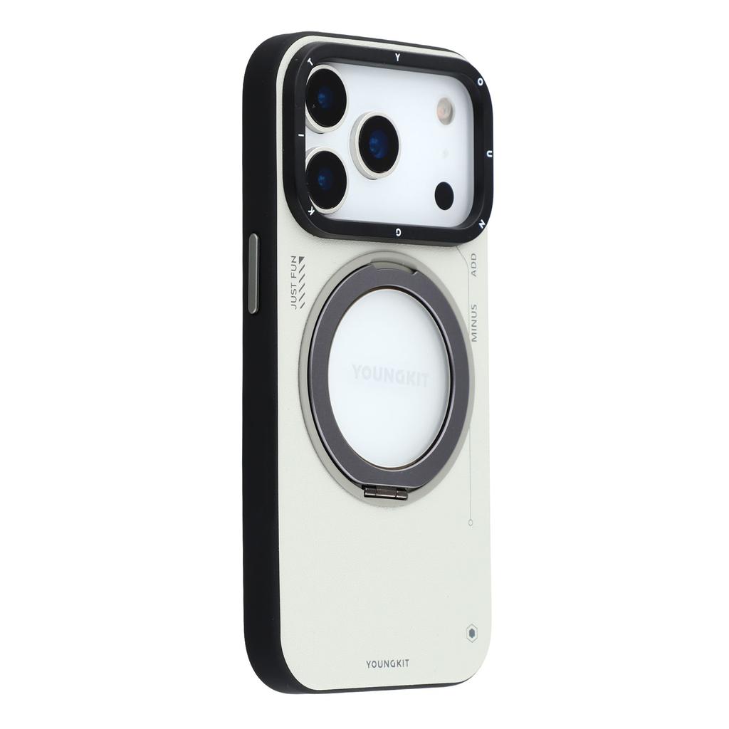 YOUNGKIT For iPhone 17 Pro Case Rotating Kickstand Shockproof TPU+PU Leather Phone Back Cover