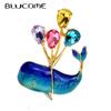 Enamel Balloons and Whales Brooches for Women Cartoon Fashion Pin Crystal Jewelry Blue Color High Quality