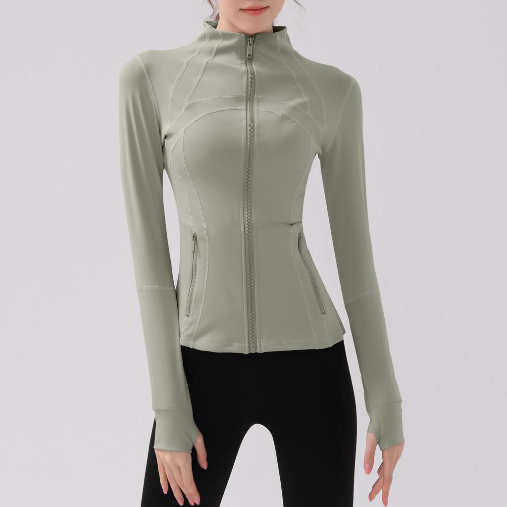 Autumn/Winter Slim Fit Nude Yoga Jacket: Long-Sleeve, Stand-Up Collar, Quick-Dry, Casual Sports Running Top