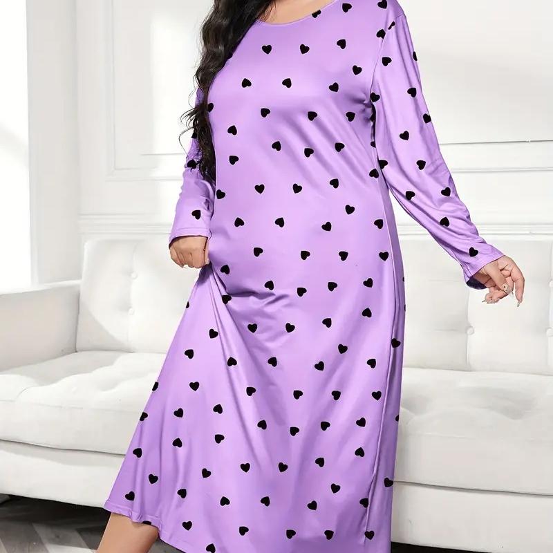 GMXIA Женская мода на лето и весну с леопардовым принтом и сердцем-бабочкой с длинным рукавом и круглым вырезом, свободные повседневные ночные рубашки