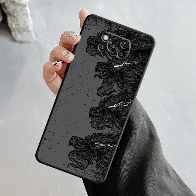 Маска самурая Дракона и Волка для Xiaomi Poco X3 Nfc X4pro X5 M3 для Mi 12 13 11 10 10t 8 Note10 Lite 11ultra 11t Pro F1, чехол