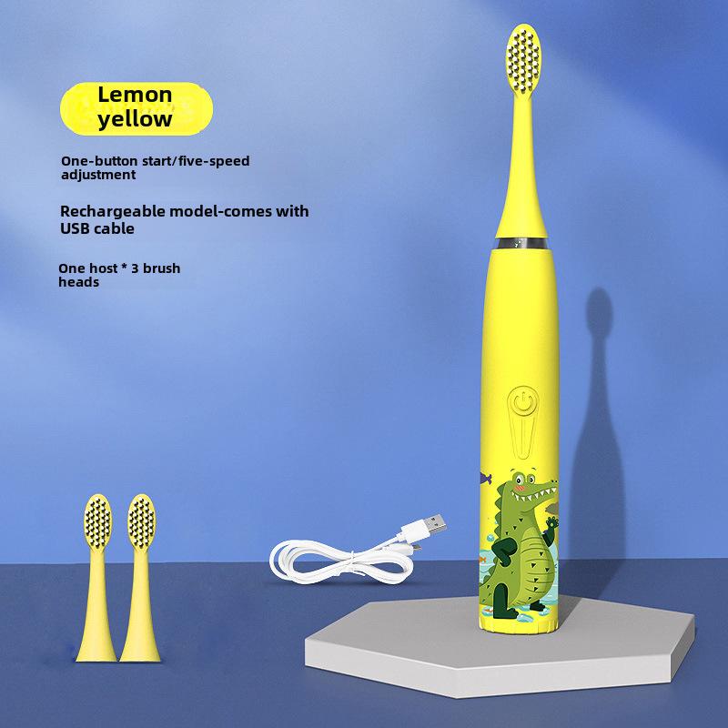 Водонепроницаемая ультразвуковая детская электрическая зубная щетка - милый мультяшный дизайн, мягкая щетина, класс защиты IP7, идеальный подарок