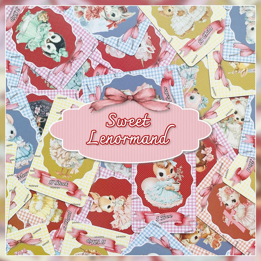 [Officially Imported, Limited Quantity] Sweet Lenormand Lenormand Cards, 46-Piece Set [Includes Drawstring Pouch] | 56 X 87mm Black Cardstock