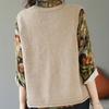 Sweater Vest Women's Retro Loose Knit Vest Short Style Solid Color Embroidery Pocket Hollowed Out Sleeveless Cardigan Vest