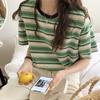 Women's Summer Clothes High Quality Cotton Short Sleeve Striped T-Shirts Tops Blouse For Women Streetwear Korean