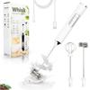 Электрический двойной вспениватель молока, ручной вспениватель молока, белый, USB-перезаряжаемый миксер для напитков с 3 регулируемыми скоростями, съемный пенообразователь для кофе,