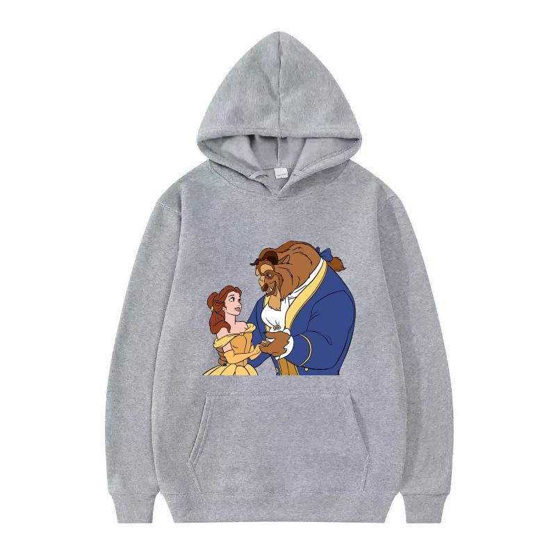 Disney Beauty And The Beast Princess Pattern Woman Loose Black Autumn Tops Clothes Pullovers Ladies Cheap Y2k Hoodies Men Sporty