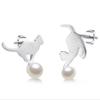 100% стерлинговое серебро 925 пробы и пресноводный жемчуг милые серьги-гвоздики в виде кошки для женщин роскошные ювелирные изделия из стерлингового серебра подарок Cqe235