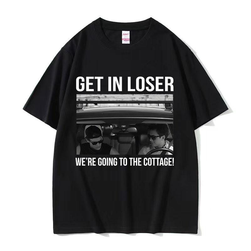 Heated Rivalry Get in Loser Were Going To The Cottage Graphic T Shirt Mens Vintage 100 Cotton Short Sleeve Tshirt Streetwear