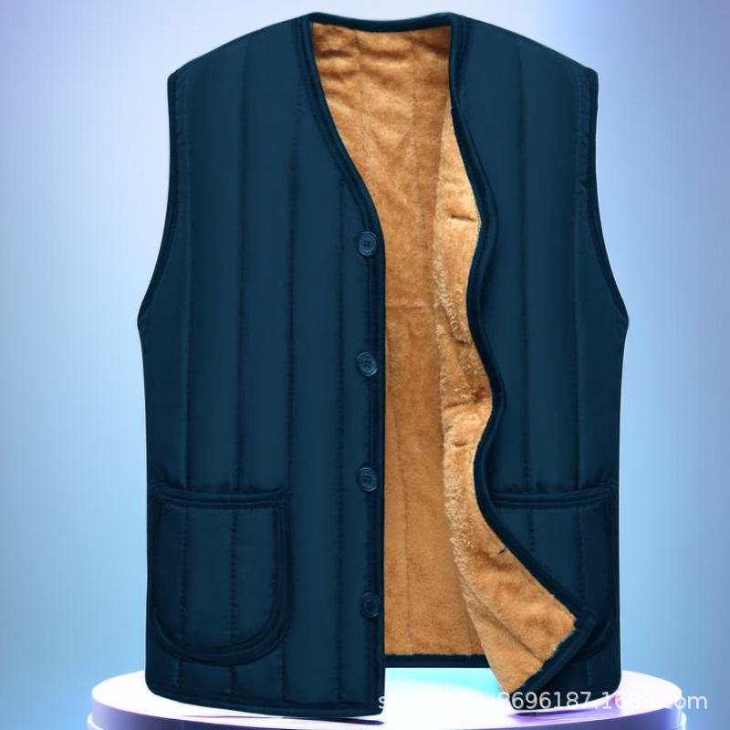 Мужской вельветовый повседневный жилет на осень и зиму большого размера, теплый жилет для пап