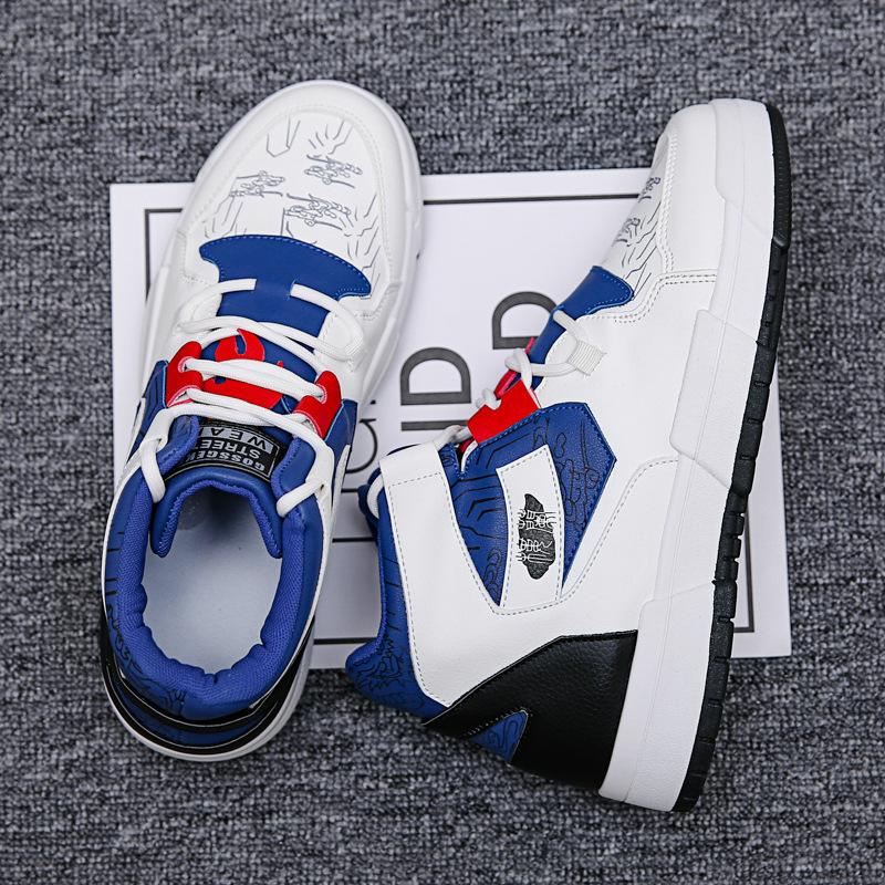 Fashion 2024 New Running Shoes Men Leather Casual Shoes High-top Sneaker Comfortable Sports Outdoor Sneakers White Skateboarding Shoes