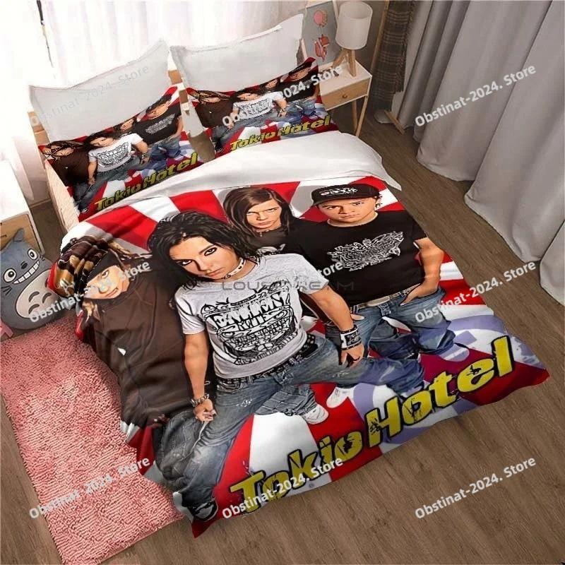 Новый комплект постельного белья Tokio Hotel с 3D-печатью, модная рок-группа, украшение для дома, мальчик, девочка, комплект постельного белья размера «king size», пододеяльник, наволочка