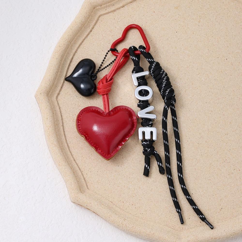 English Letter Braided Rope Car Keyrings PU Love Rope Bag Charm  Kids Gifts