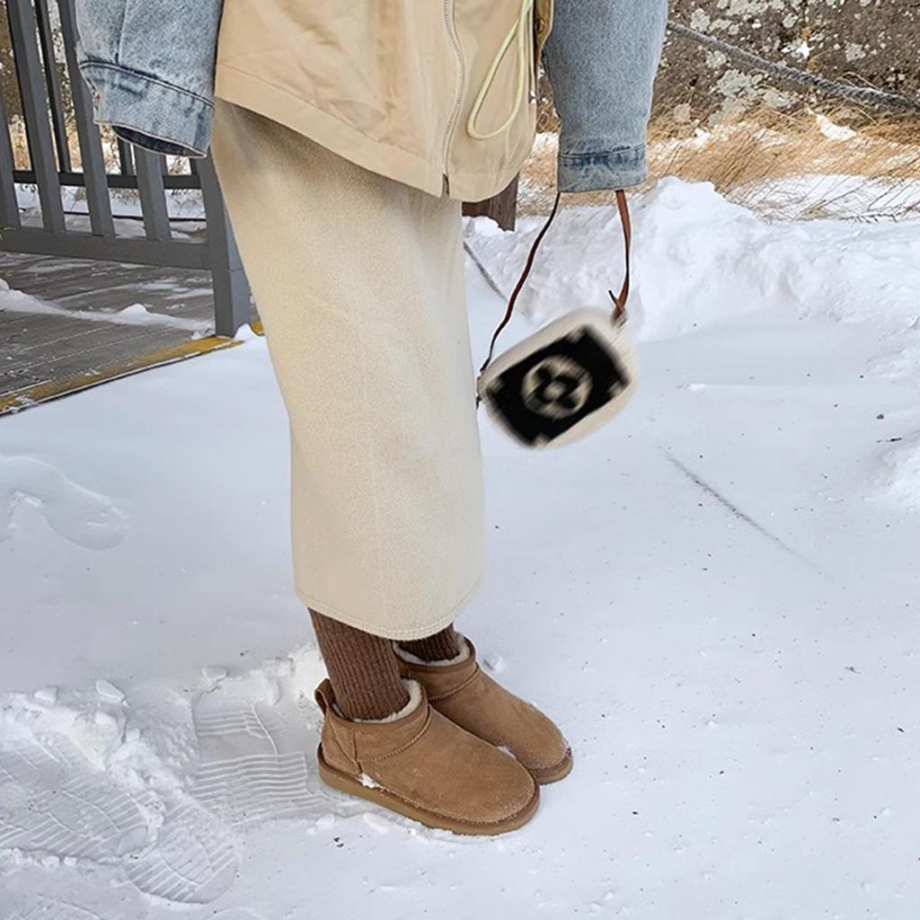 Zhou Dongyu Has the Same Snow Boots for Women's 2024 New Winter Velvet and Thickened One Pedal, and Wears Warm Cotton Shoes Outside.