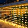 3x2M 3X3M Water Flow Snowing Effect Curtain String Light Christmas Hanging Garland Light Wedding Party Waterfall Icicle Light