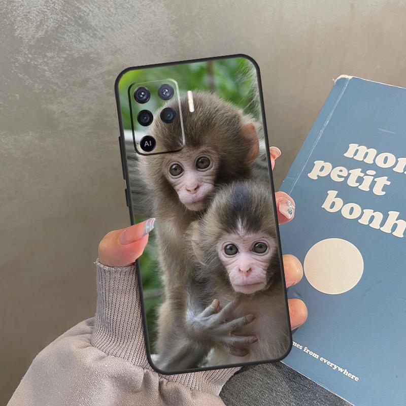 Cute Baby Monkey Animal Case For Oppo A74 A94 A54 A18 A38 A58 A78 A98 A40 A60 A80 A16 A76 A96 A15 A17 A77 A57S Cover