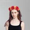 Имитация цветка повязка на голову женский головной убор цветок кружево с вуалью черная роза череп повязка на голову для вечеринки Хэллоуин день косплей подарок