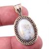 Natural Dendrite Opal 925 Solid Sterling Silver Gift TwoTone Pendant 1.50" y7F42