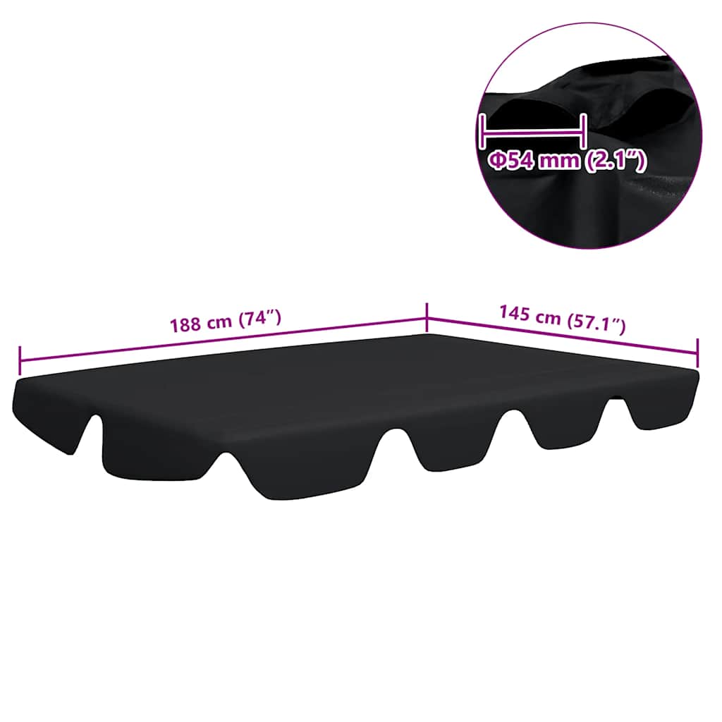 Replacement Canopy for Hammock Swing Chair Black 188 168 x 145 110 cm
